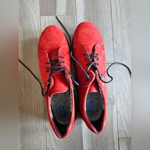 WOLKY Waterproof red genuine suede w - tex comfortable laced walking shoes 42